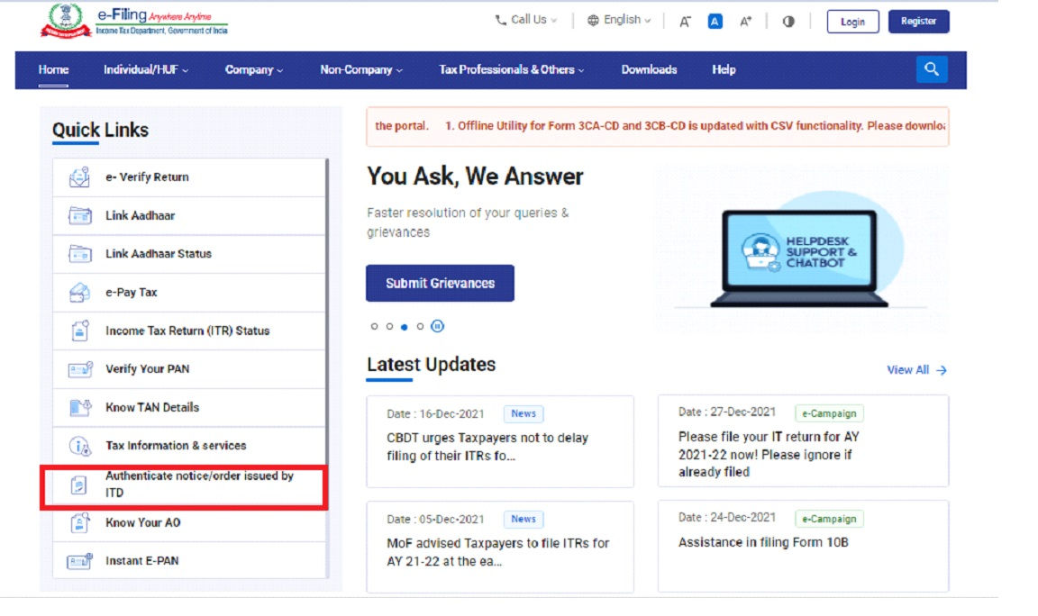 Step 1 Income Tax Portal