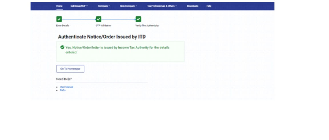 Step 2.5 Confirmation Message